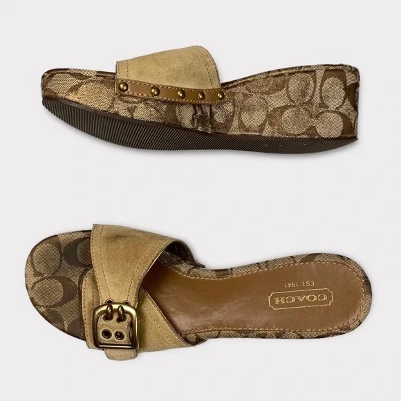 COACH TREVINA NAVY SUEDE 2” WEDGES - Picture 10 of 10